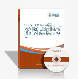 2016-2020年中國二十二碳六烯酸油脂市場前景及融資戰(zhàn)略咨詢分析